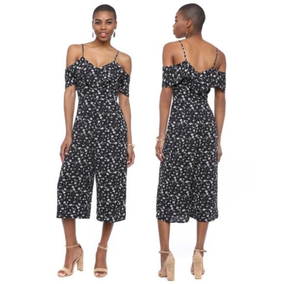 J.O.A. Floral Cold-Shoulder Jumpsuit - XS - Picture 2 of 8